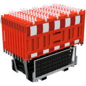 SET | with 20 panel fence | and 21 base plates | on twin pallet | with lamp adapter | with red/white foil, type RA1/A | type of barrier NOX red
